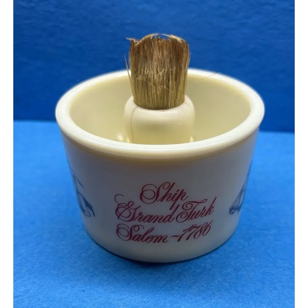 VTG Old Spice Shaving Mug‎ Cup Ship Grand Turk Salem 1786 Shulton USA & Brush